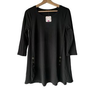 Women’s Sheila Rosebutton detail long sleeve casual blouse tunic black size S.